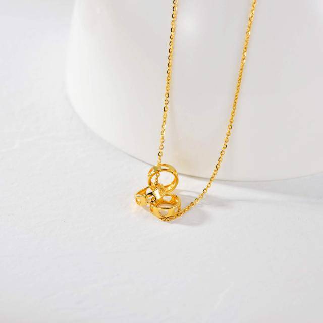 18K Gold Circle & Heart Pendant Necklace-3