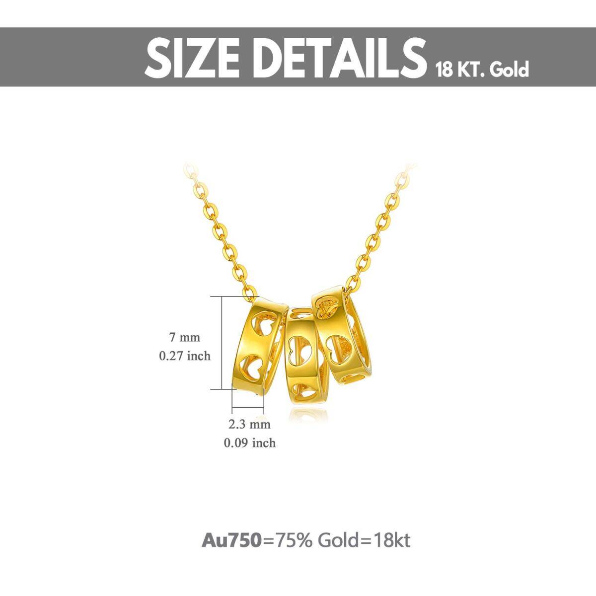 18K Gold Circle & Heart Pendant Necklace-6
