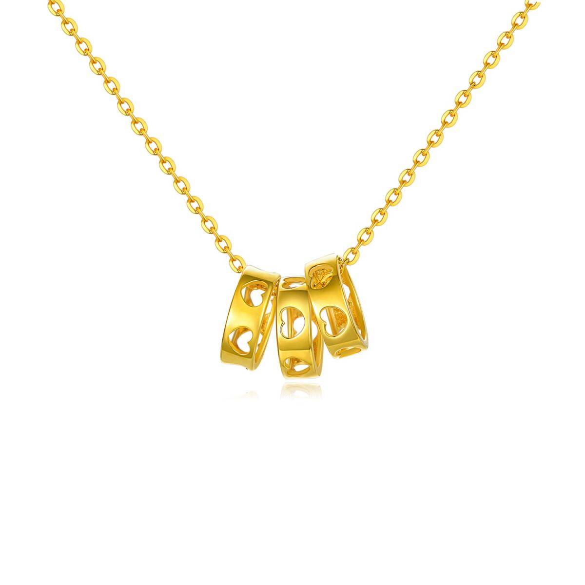 18K Gold Circle & Heart Pendant Necklace-1