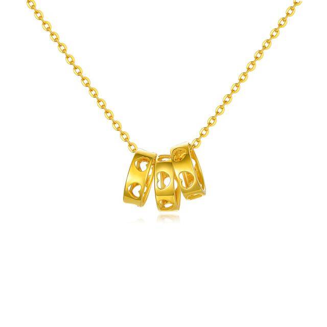 18K Gold Circle & Heart Pendant Necklace-0