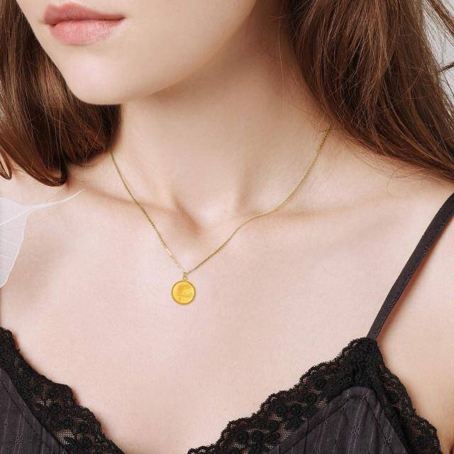 18K Gold Angel Wing & Fairy Coin Pendant Necklace with Engraved Word-1