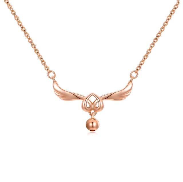 Colar de coração com asas de anjo em ouro rosa 18k para mulheres, joias de aniversário para esposa-0