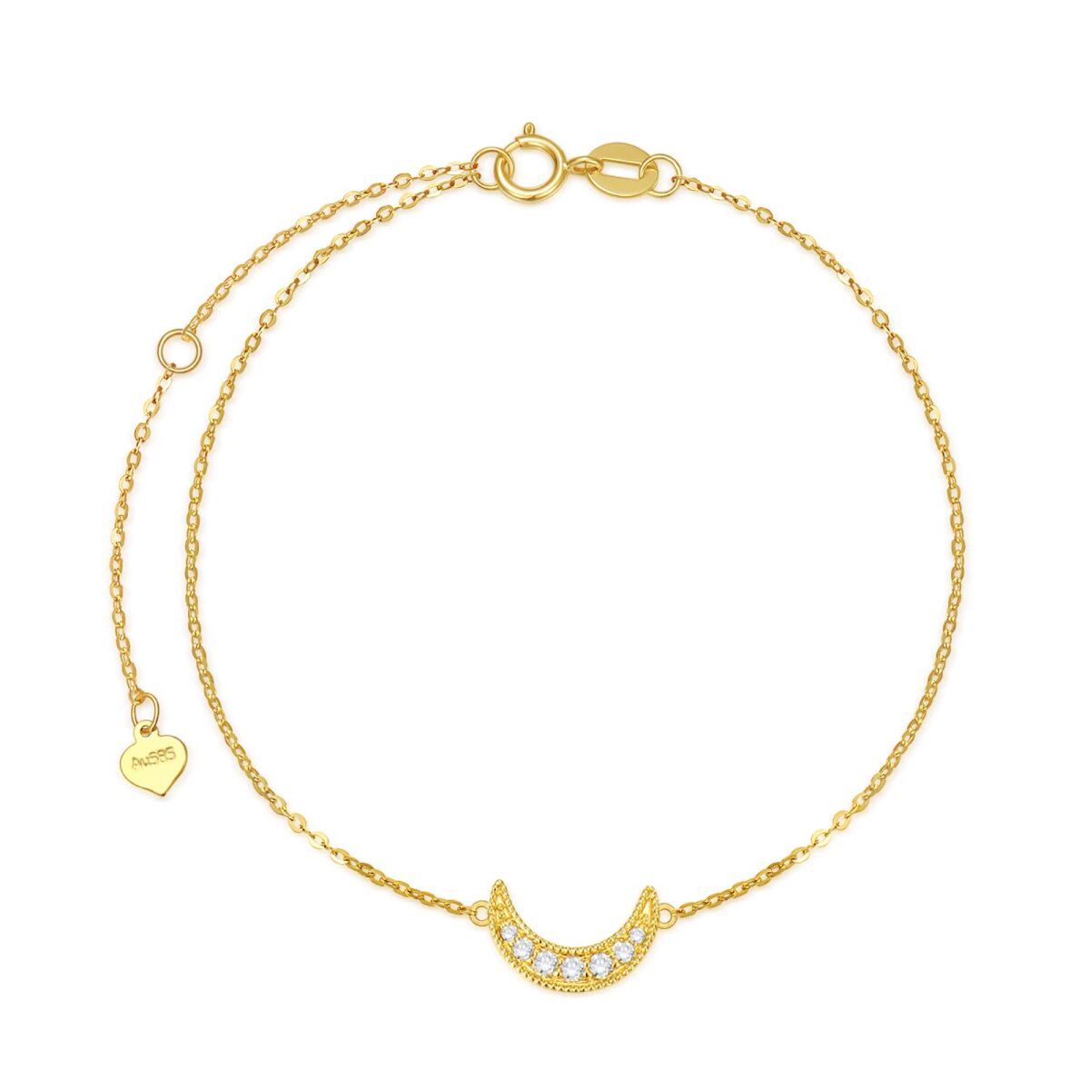 Bracelet à pendentif lune et diamants en or 14 carats-1