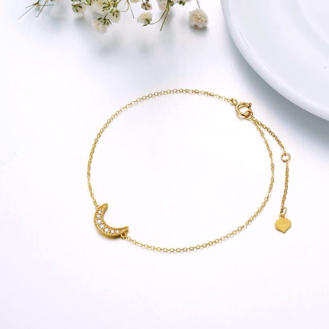 Bracelet à pendentif lune et diamants en or 14 carats-2