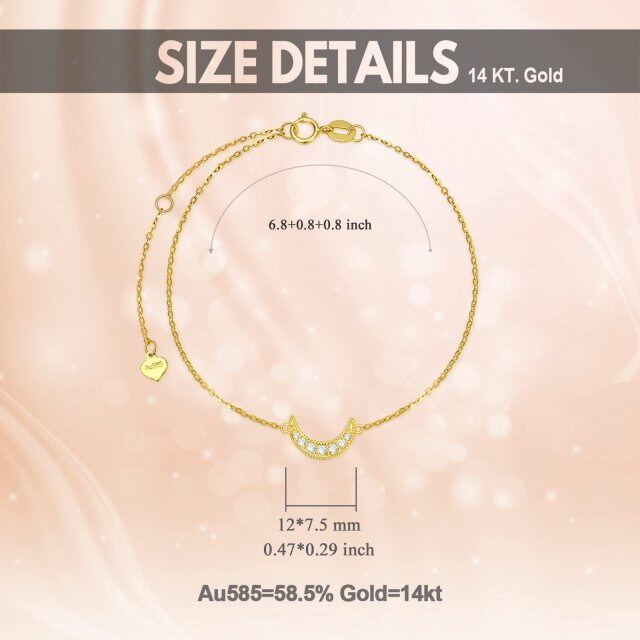 Bracelet à pendentif lune et diamants en or 14 carats-4