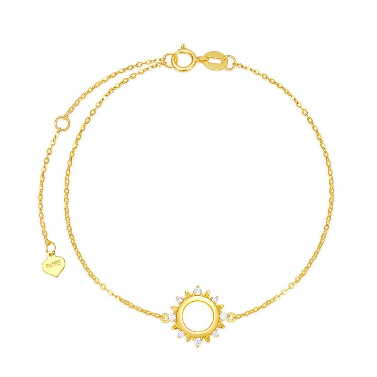 Bracelet en or 14K avec pendentif soleil en diamant-1