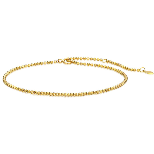 14K Gold Bead Bead Chain Bracelet-0