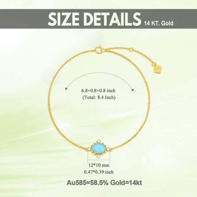 Bracelet en or 14K avec pendentif diamant et turquoise-4