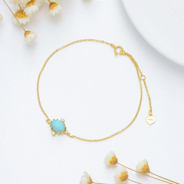14K Gold Diamond & Turquoise Pendant Bracelet-2