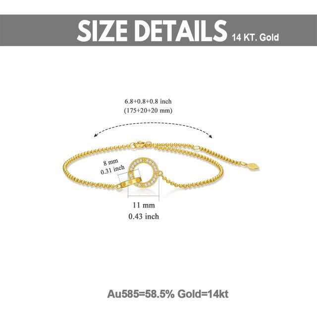 14K Gold Diamant Kreis Anhänger Armband-5