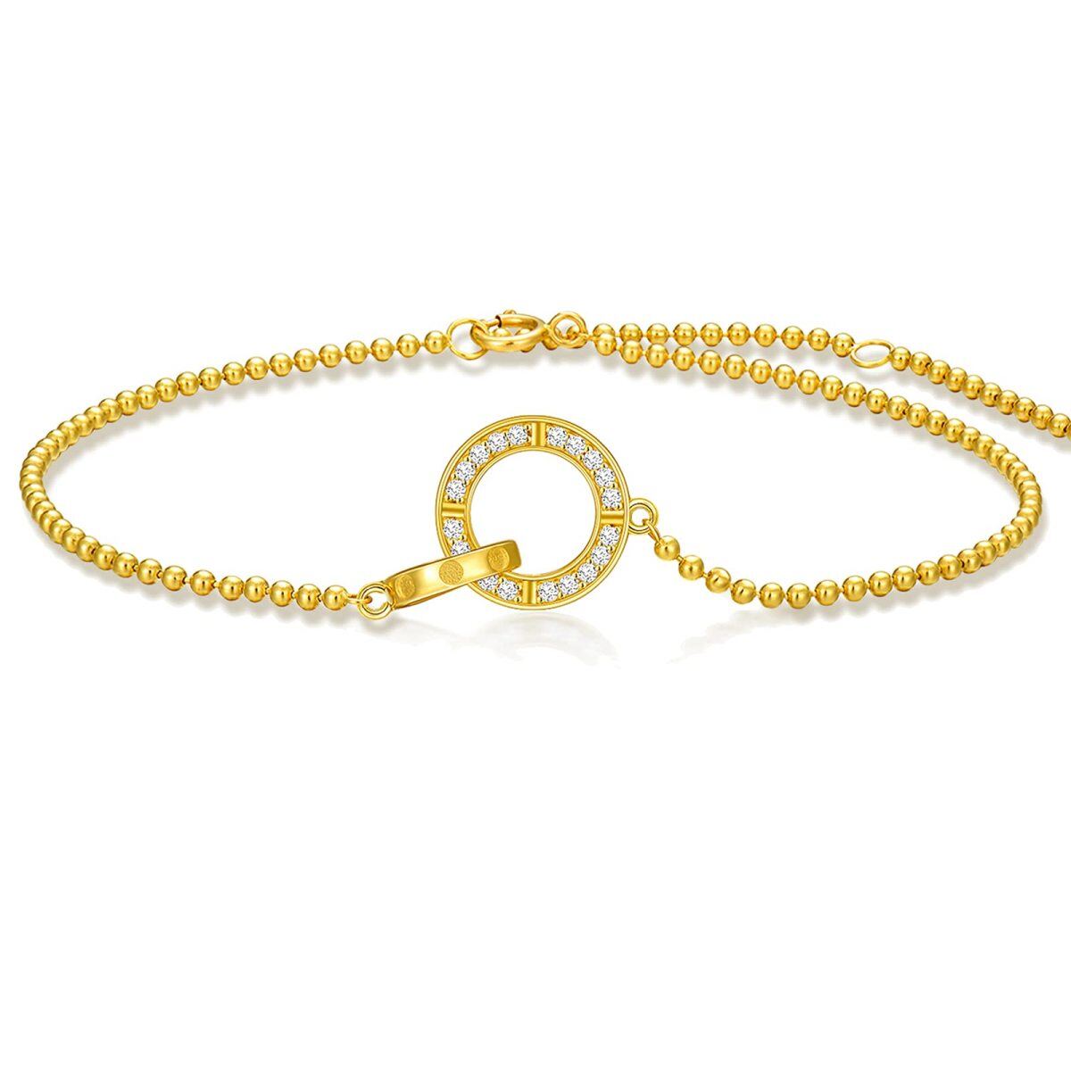 Bracelet en or 14K avec pendentif en forme de cercle et diamant-1