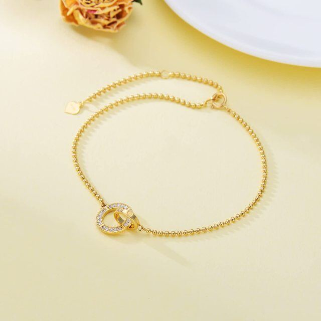 Bracelet en or 14K avec pendentif en forme de cercle et diamant-3