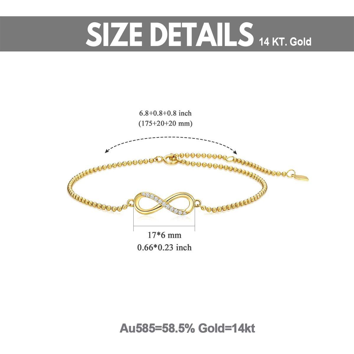 14K Gold Diamant Unendlichkeits-Symbol-Anhänger-Armband-5
