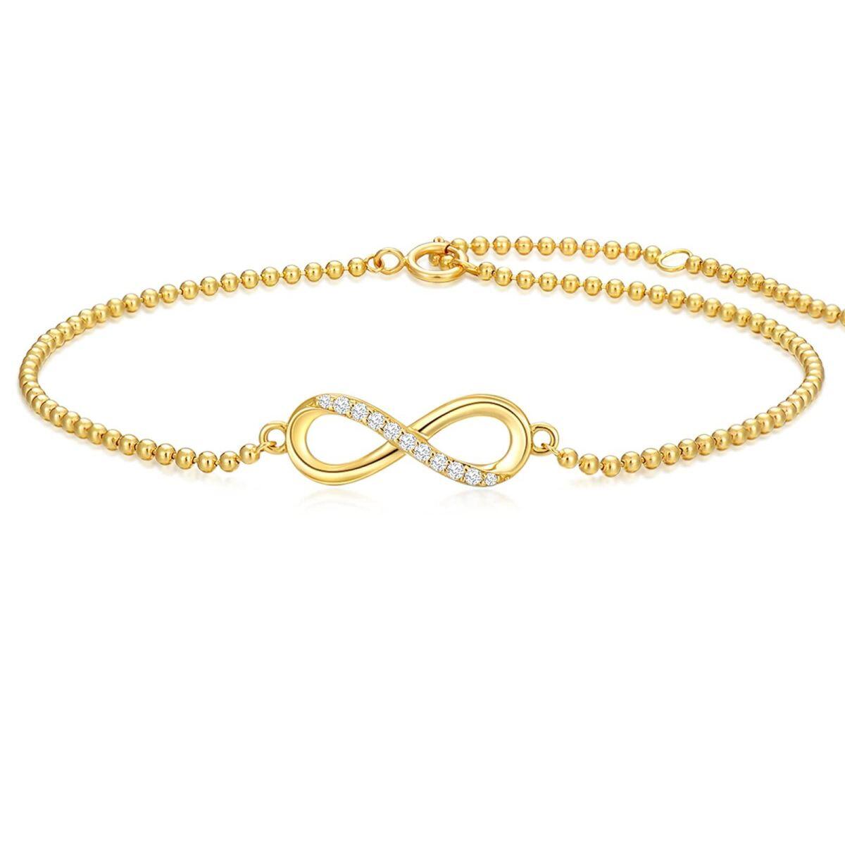 14K Gold Diamond Infinity Symbol Pendant Bracelet-1