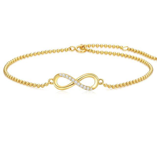 14K Gold Diamond Infinity Symbol Pendant Bracelet-2