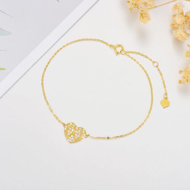 Bracelet en or 14K avec pendentif en forme de coeur et diamant-3