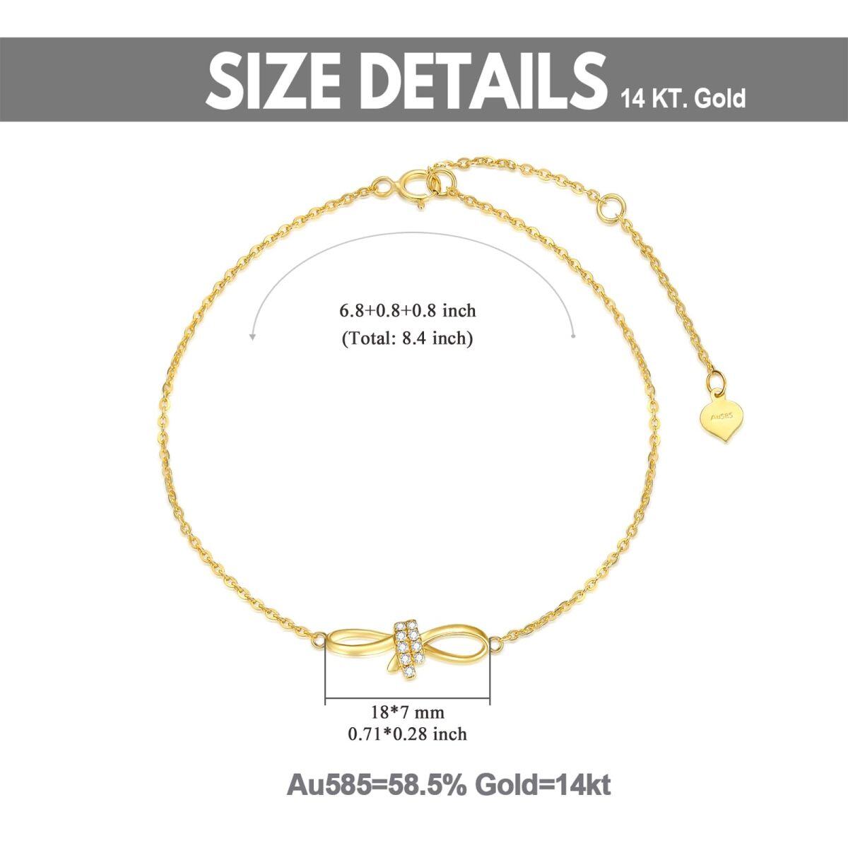 Bracelet en or 14K avec pendentif en forme de noeud et de coeur en diamant-6