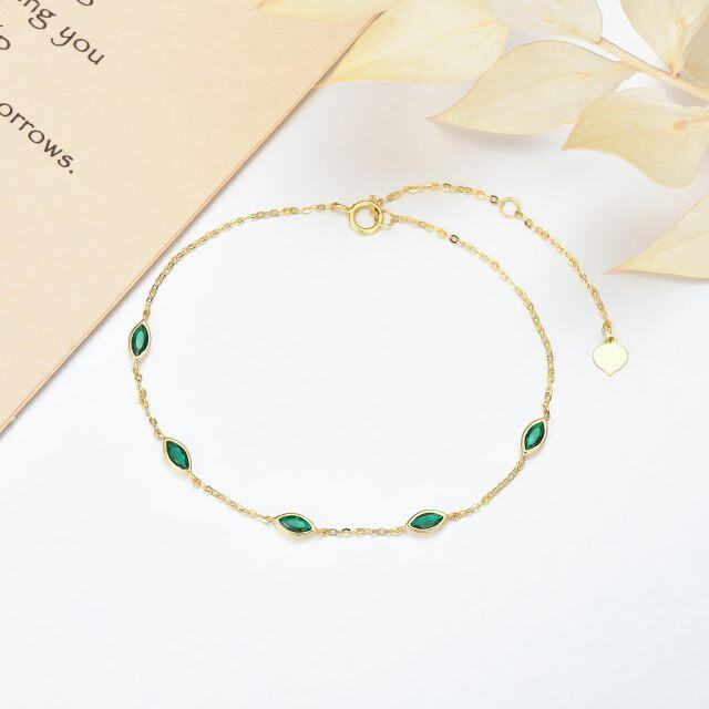 Pulsera de estación de circonita cúbica verde de oro de 14 quilates para mujer Regalo de joyería de muñeca de oro de 14 quilates-2