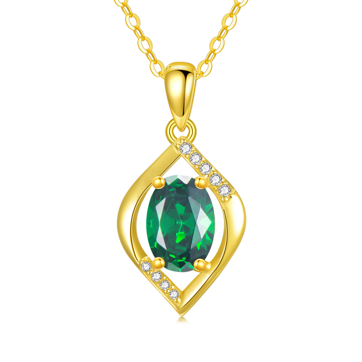 Collier pendentif symbole infini en or 14K Tanzanite ovale-1