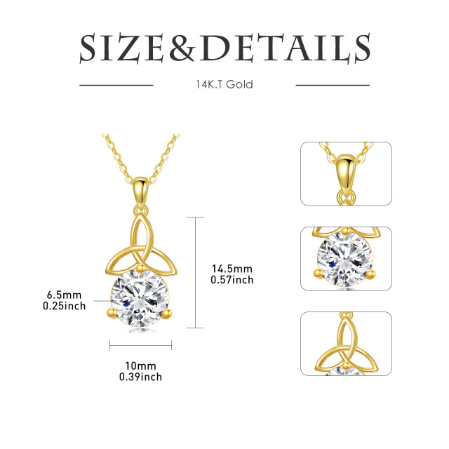 14K Gold Circular Shaped Moissanite Celtic Knot Pendant Necklace-5