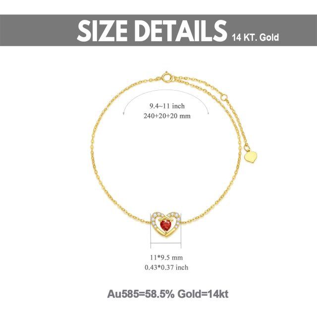 Bracelet en or 10K avec pendentif en forme de coeur en zircon-4
