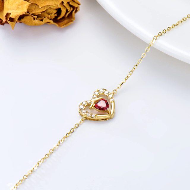 Pulsera Colgante Corazón Circonitas Oro 10K-2