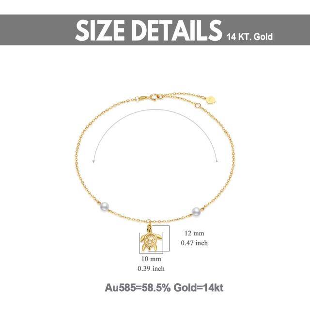 10K Gold Pearl Sea Turtle & Electrocardiogram Pendant Bracelet-5