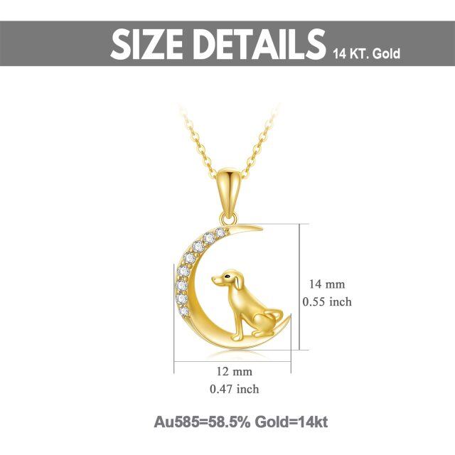 14K Gold Cubic Zirconia Dog & Moon Pendant Necklace-4
