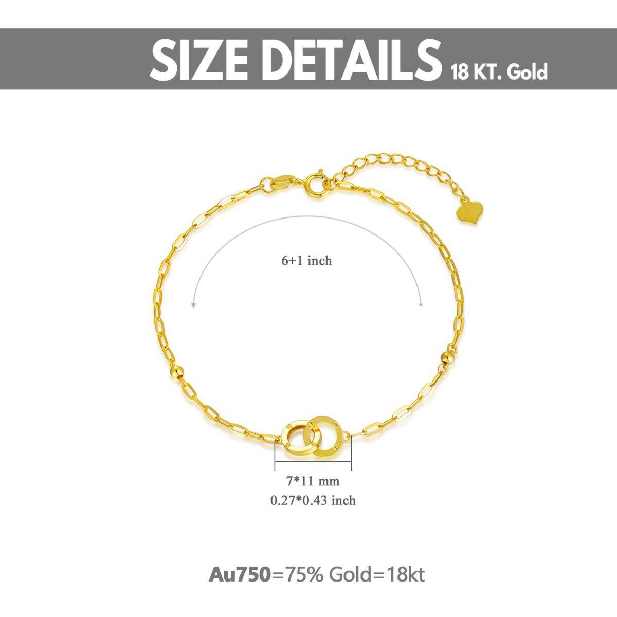 18K Gold Circle Pendant Bracelet-6