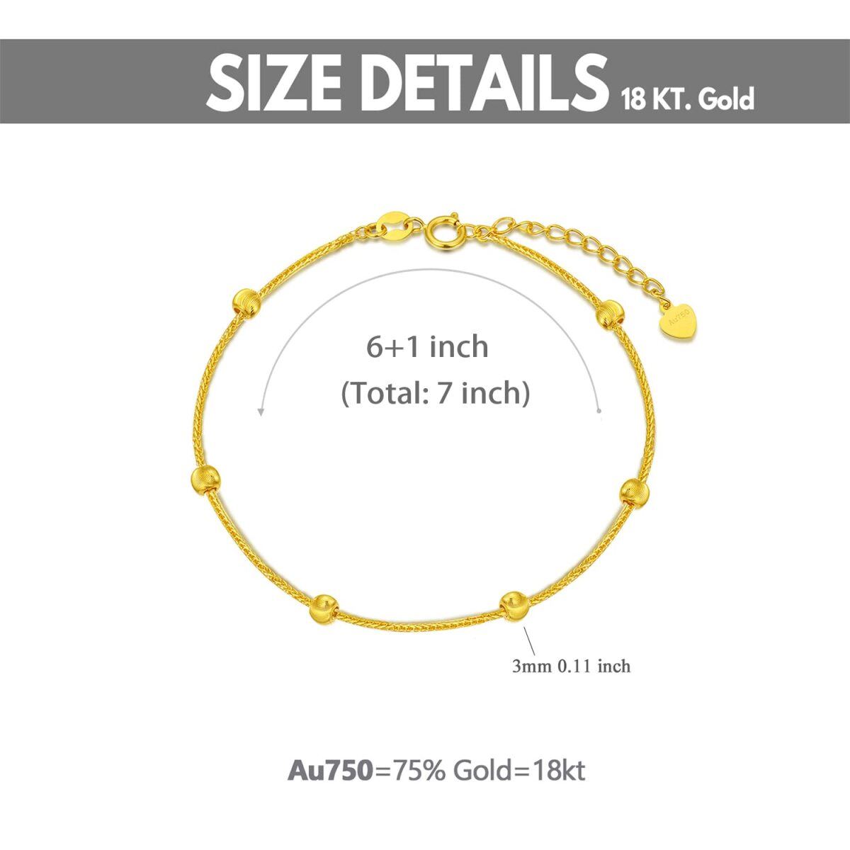 18K Gold Bead Bead Station Chain Bracelet-5