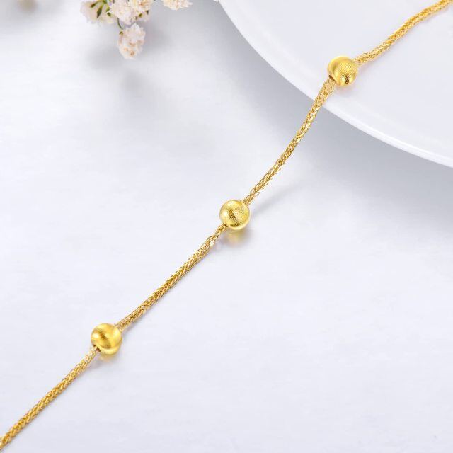 18K Gold Bead Bead Station Chain Bracelet-3