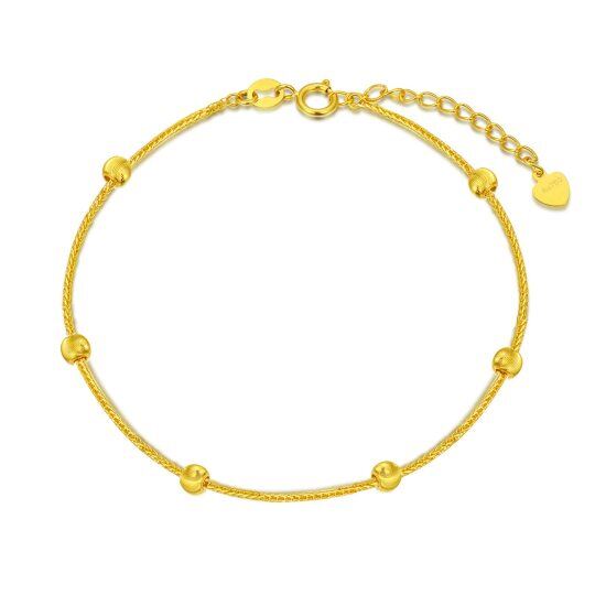 18K Gold Bead Bead Station Chain Bracelet