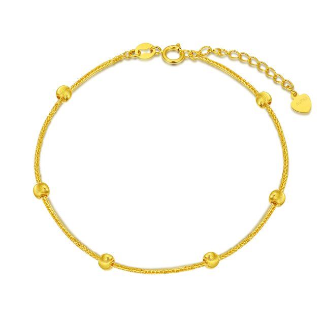 18K Gold Bead Bead Station Chain Bracelet-0