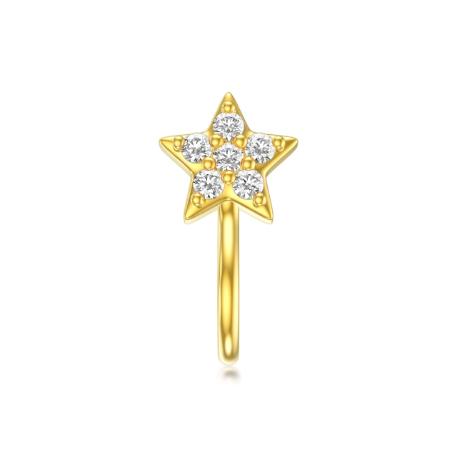 Anneau de nez Pentacle étoile en or 14 carats, bijoux en Zircon, cadeau pour femmes et filles-4
