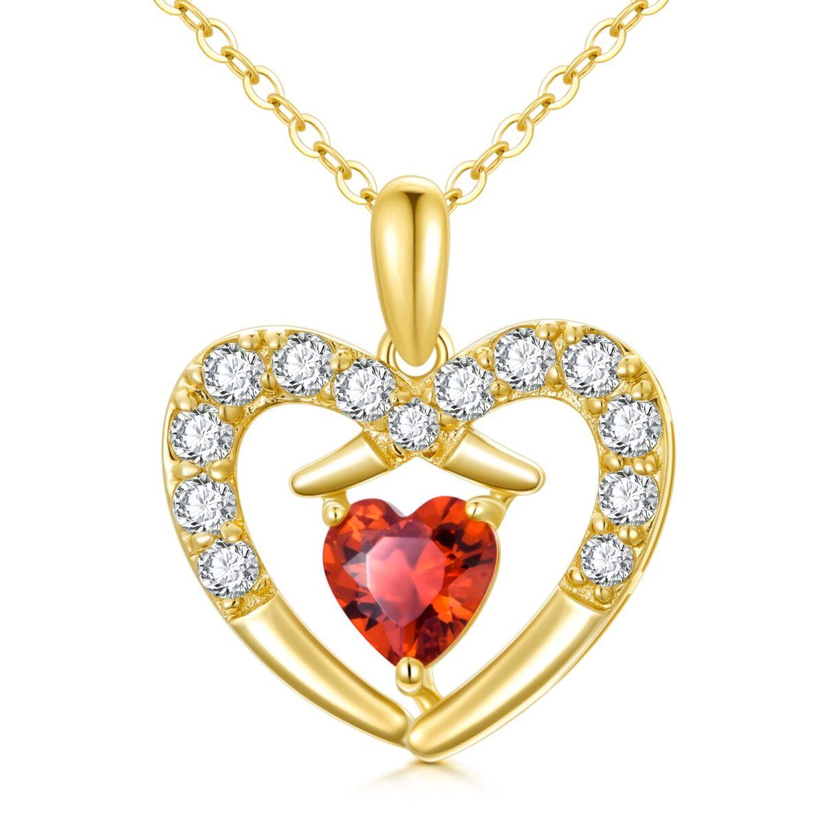 14K Gold Cubic Zirconia & Pearl Heart Pendant Necklace-1