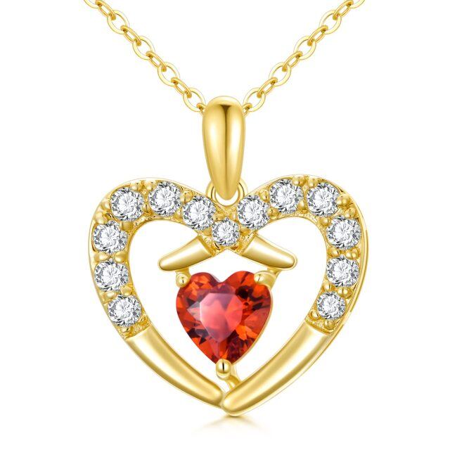 14K Gold Cubic Zirconia & Pearl Heart Pendant Necklace-0