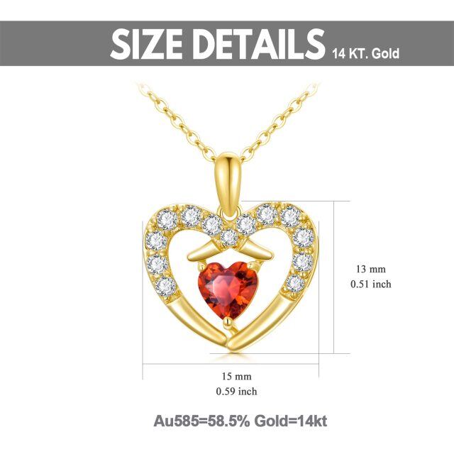 14K Gold Cubic Zirconia & Pearl Heart Pendant Necklace-4