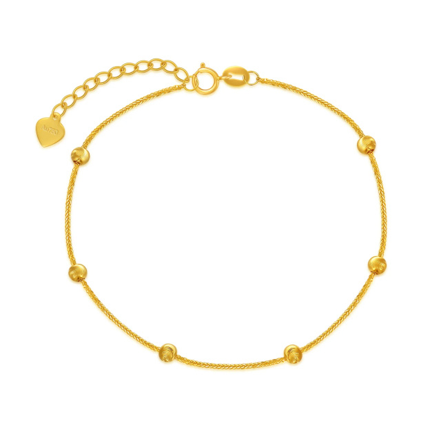 18K Gold Ball Bead Station Chain Bracelet-0