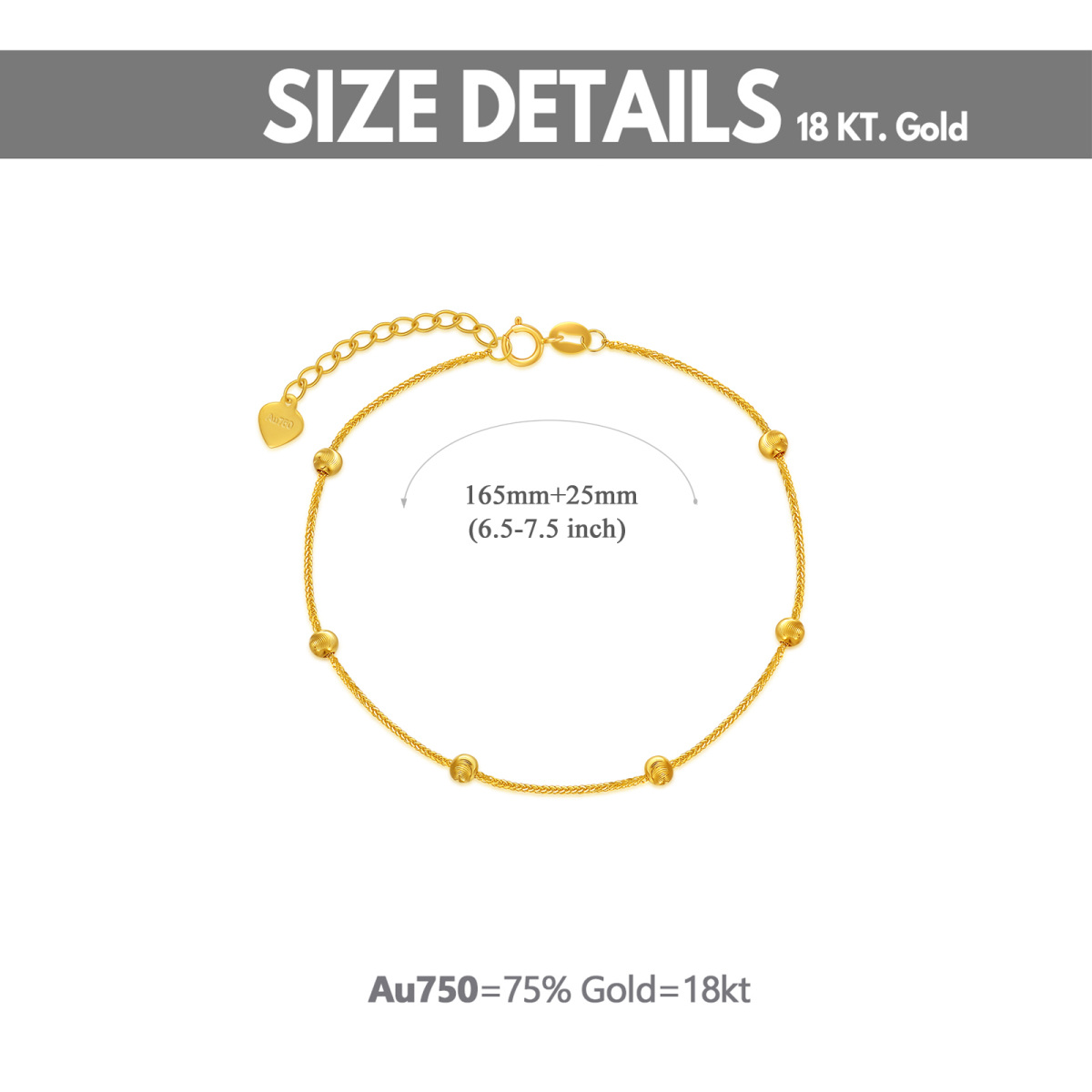 18K Gold Ball Bead Station Chain Bracelet-6