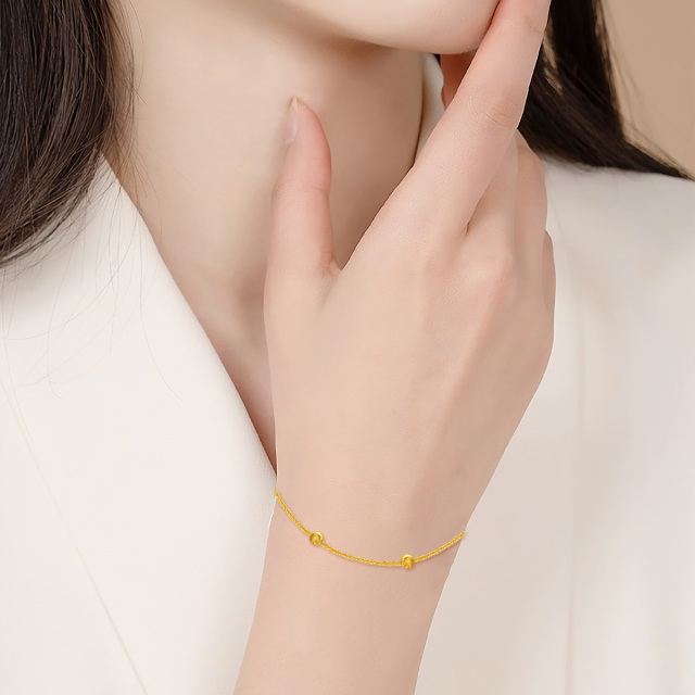 Pulseiras com contas de ouro 18k para mulheres, joias de amor, presente para esposa-1