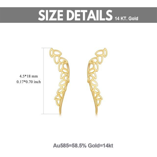 Pendientes Trepador Hojas Oro 14K-5