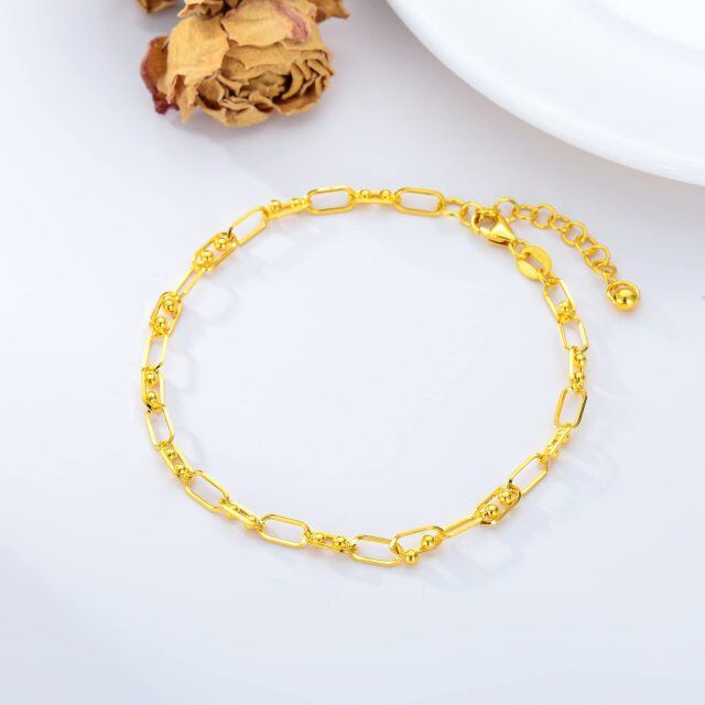 Cadeaux de bijoux de chaîne de perles de trombone en or jaune 18 carats pour sa fille-3