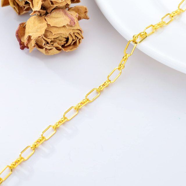 18k Yellow Gold Paperclip Bead Chain Jewelry Gifts for Her Daught-4