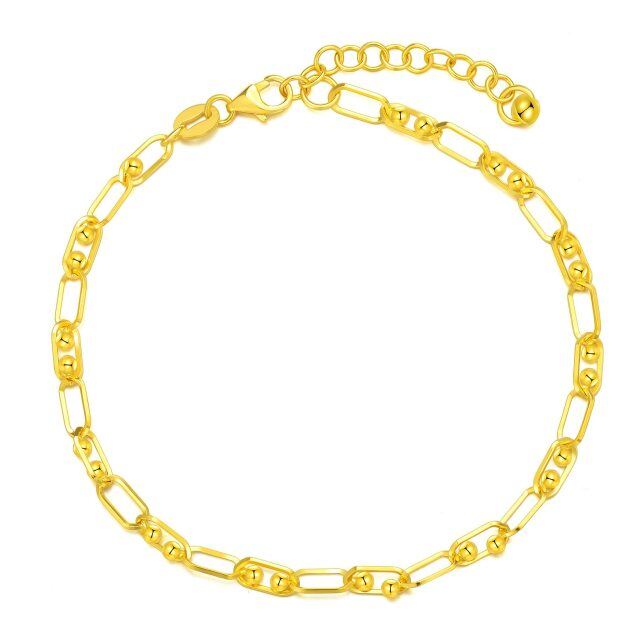 18k Yellow Gold Paperclip Bead Chain Jewelry Gifts for Her Daught-0