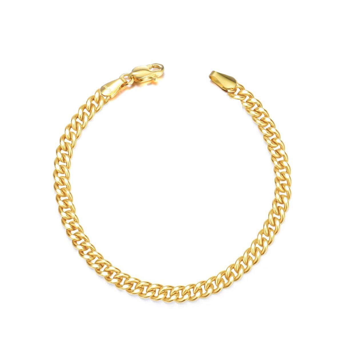 18K Gold Curb Link Chain Bracelet-1