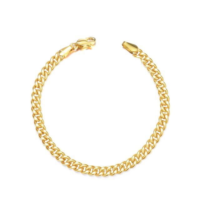 18K Gold Curb Link Chain Bracelet-0