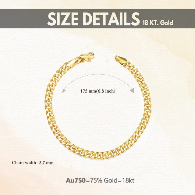 18K Gold Curb Link Chain Bracelet-3