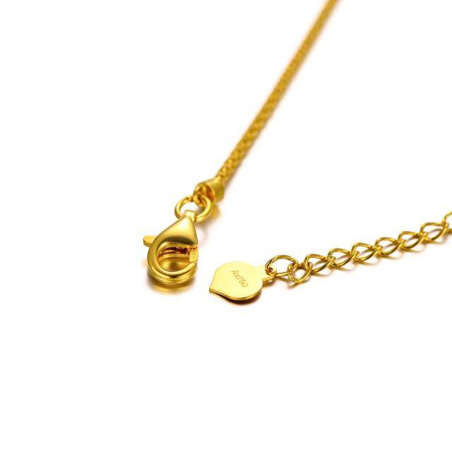 18K Gold Cubic Zirconia Circle & Heart Pendant Bracelet-5