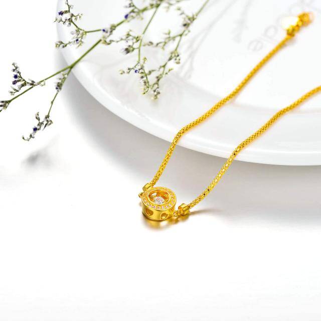 Pulsera de oro de 18 quilates con circonita y colgante de corazón-3