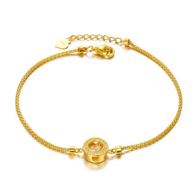 18K Gold Cubic Zirkonia Kreis & Herz Anhänger Armband-0